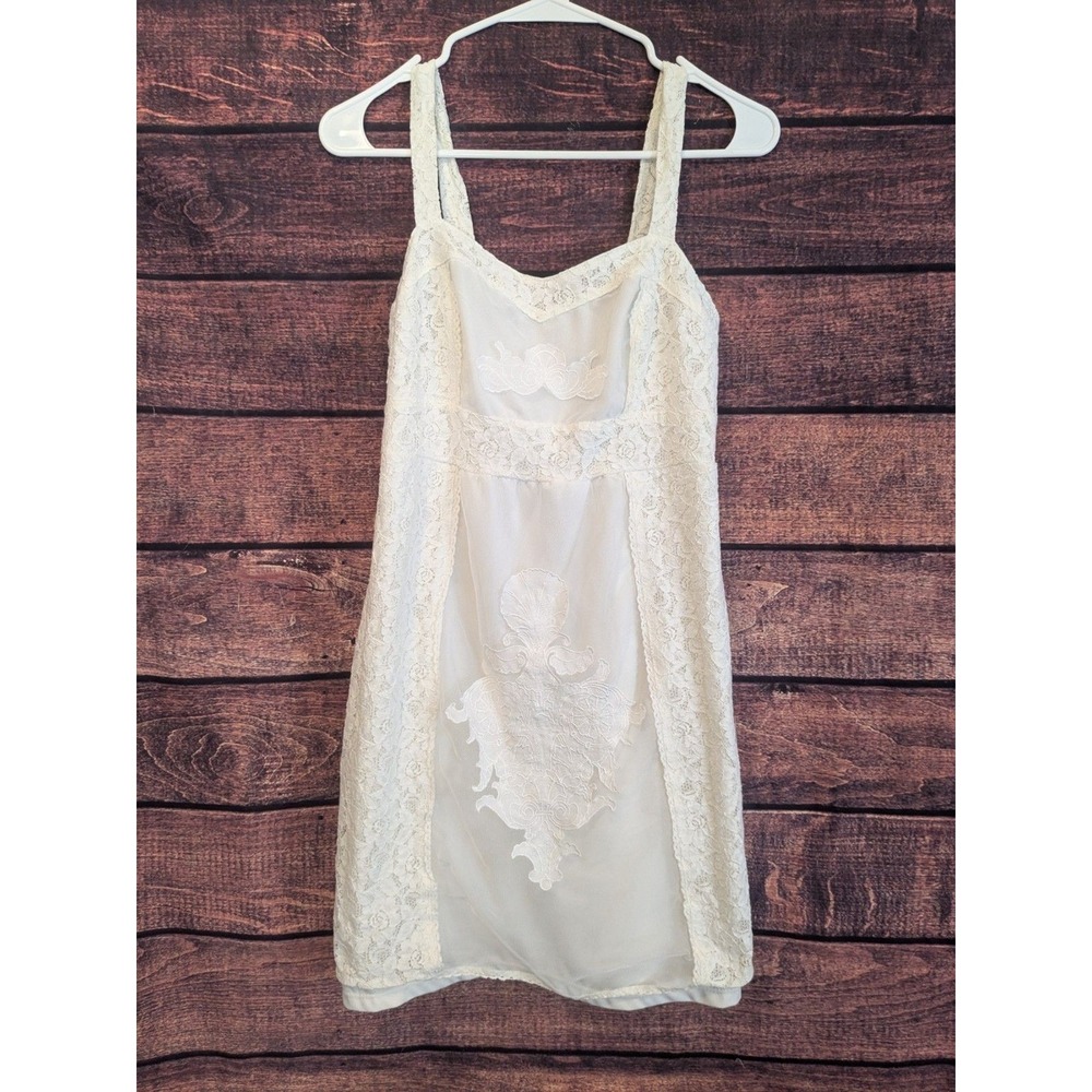 Chelsea & Violet Lace Overlay Dress Cream‎ Sleeveless Bridal Graduation Size S